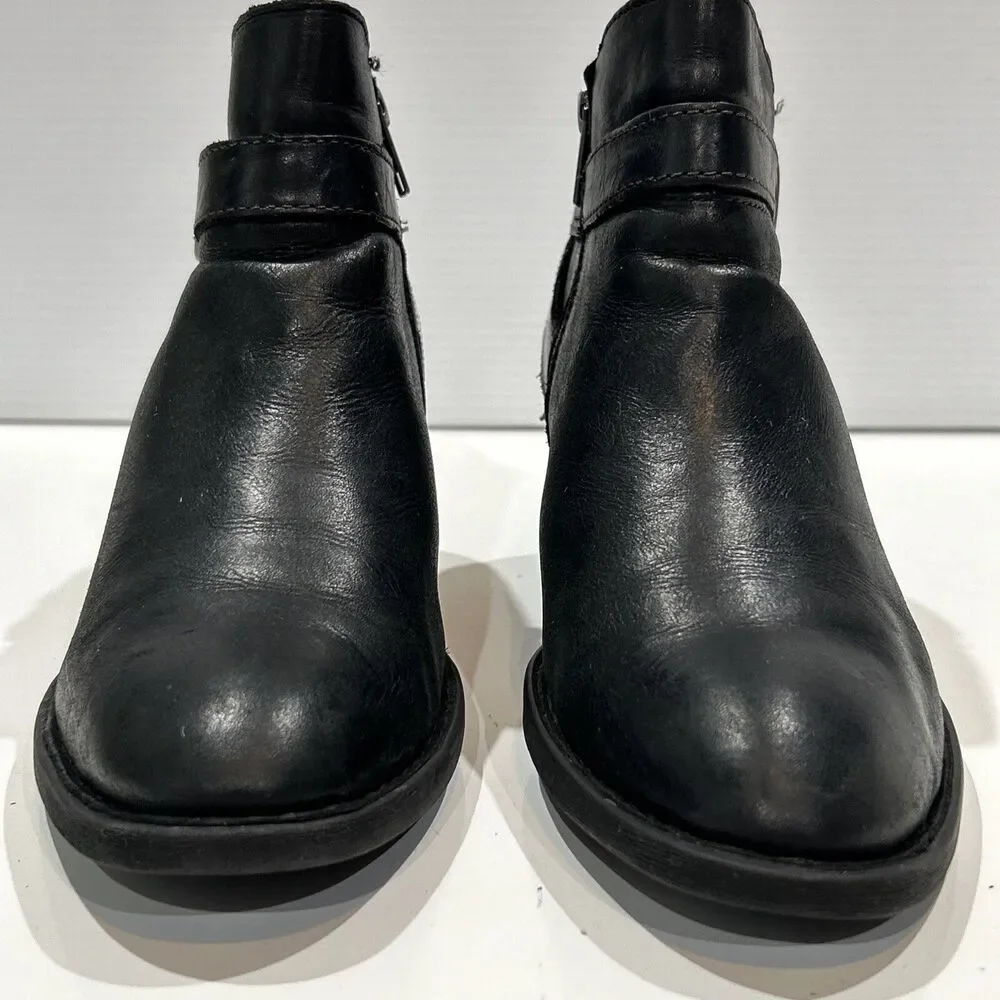 Born Moto Biker Style Comfort Sole Leather Boots Womens 8 M Ankle Zip